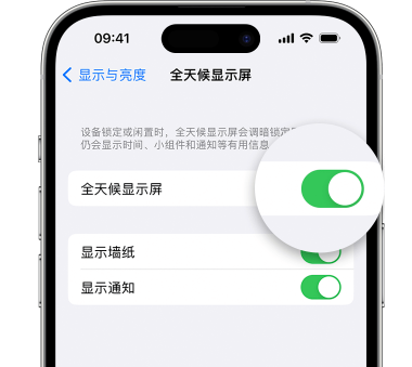 河源苹果15预约维修分享iPhone15如何设置全天候显示屏幕可见 