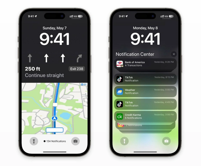 河源苹果维修服务分享iOS17锁屏地图导航半屏显示长什么样 